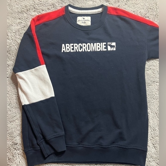 𝅺ABERCROMBIE & Fitch Kids Navy Crewneck Sweatshirt, Youth Boy’s Size 13/14 - Picture 5 of 5